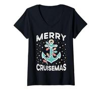 Mujer Merry Cruisemas - Pijamas de Navidad para Crucero Familiar a Juego Camiseta Cuello V