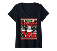Mujer Merry Dogmas West Highland White Terrier Dog Ugly Christmas Camiseta Cuello V