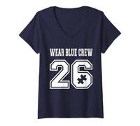 Mujer Mes de aceptación de concienciación sobre el Autismo Abril 2026 Use Blue Crew Camiseta Cuello V