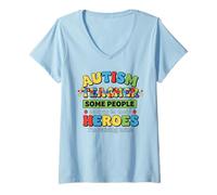Mujer Mes de concientización sobre el Autismo Rompecabezas Maestro Autismo niños Camiseta Cuello V