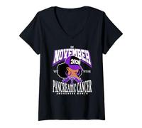 Mujer Mes de concientización sobre el cáncer de páncreas 2026 noviembre Púrpura Camiseta Cuello V