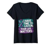Mujer Mes de concientización sobre el Suicidio septiembre Concientización sobre el Suicidio Mental Camiseta Cuello V