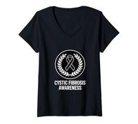 Mujer Mes de concientización sobre la Fibrosis quística Mayo Fibrosis quística púrpura Camiseta Cuello V