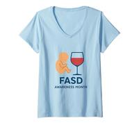 Mujer Mes de concientización sobre los trastornos del Espectro alcohólico fetal (FASD) Camiseta Cuello V