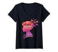 Mujer Mes de la Historia de la Mujer Fuerza Coraje Camiseta Cuello V