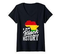 Mujer Mes de la Historia Negra I Am Black History Africa Heritage Camiseta Cuello V