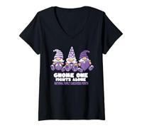 Mujer Mes de los Cuidadores Familiares Gnomo Uno Lucha Solo Camiseta Cuello V
