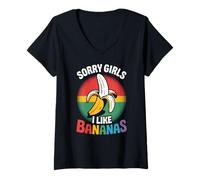 Mujer Mes del Orgullo LGBTQ Gay | Lo siento Chicas Me gusta Banana Orgullo Gay Camiseta Cuello V