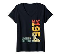 Mujer Mes Mayo 1954 Año 1954 Retro 1954 Vintage 1954 Desde 1954 Camiseta Cuello V