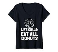 Mujer Metas de Vida Comer Todas Las Donas Cita Camiseta Cuello V