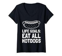 Mujer Metas de Vida Comer Todos los Hotdogs Camiseta Cuello V