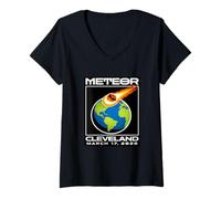 Mujer Meteor 2026, 17 de Marzo Meme de Conspiración Humor Meteor Cleveland Camiseta Cuello V