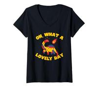 Mujer Meteoro de dinosaurio divertido Camiseta Cuello V