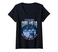 Mujer Meteorólogo Cazatormentas Storms Come and Go Camiseta Cuello V