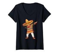 Mujer Mexican Boy Dabbing Mexican Fiesta Cinco de Mayo Camiseta Cuello V