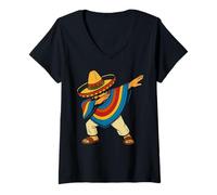 Mujer Mexican Boy Dabbing Poncho Mexican Fiesta Cinco de Mayo Camiseta Cuello V