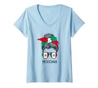 Mujer Mexican Mexicana Girl Mexican Heritage Mexico Flag Camiseta Cuello V