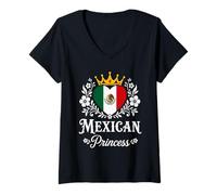 Mujer Mexican Princess Mexico Flag Proud Mexican Girl Camiseta Cuello V