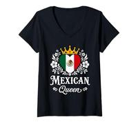 Mujer Mexican Queen Mexico Flag Proud Mexican Woman Camiseta Cuello V