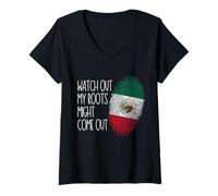 Mujer México arraiga el ADN Mexicano Camiseta Cuello V