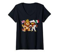Mujer México Bandera Británica Reino Unido Gran Bretaña Herencia Camiseta Cuello V
