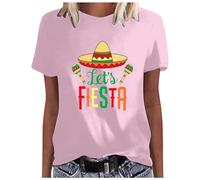 Mujer México Estados Unidos 5 de mayo Camiseta de Fiesta Estampado Colorido Jersey con Falda Cuello Mujer, Rosa., XL