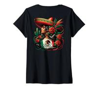 Mujer Mexico Flag Mexican Hispanic Siesta Pride Viva México Women Camiseta Cuello V