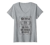 Mujer Mexico Mi Pais Mi Tierra Mi Gente Souvenir Retro Travel Camiseta Cuello V