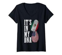 Mujer México USA It's In My DNA Orgullo de la bandera mexicana americana Camiseta Cuello V