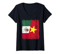 Mujer México Vietnam Media Bandera Historia Vietnamita Mexicana Camiseta Cuello V