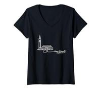 Mujer Mezquita Hassan II, Casablanca, Marruecos Signature Heart Art Camiseta Cuello V