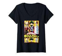 Mujer MHA Deku Bakugo Todoroki Framed Portraits Colorful Anime Camiseta Cuello V