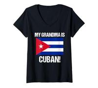 Mujer Mi Abuela es países cubanos Bandera Cuba Cultura Camiseta Cuello V