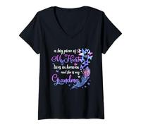 Mujer Mi abuela vive en el cielo Citas conmemorativas nieto Camiseta Cuello V