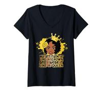 Mujer Mi Actitud es como una Corona y la llevo como una Hermana Reina Camiseta Cuello V