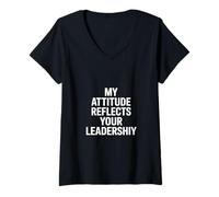Mujer Mi Actitud refleja su liderazgo Dicho Divertido Camiseta Cuello V