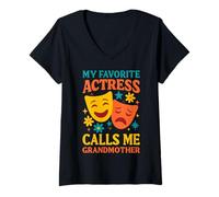 Mujer Mi actriz favorita me llama abuela Teatro divertido Camiseta Cuello V
