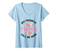 Mujer Mi afinador Favorito Call Me Mom Tuning Car Tuning Tuner Camiseta Cuello V