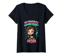 Mujer Mi Amigo Favorito de Juegos me Llama mamá Video Juegos Hijo Camiseta Cuello V