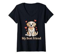 Mujer Mi Amigo Lindo Perro Cita de Amor Camiseta Cuello V