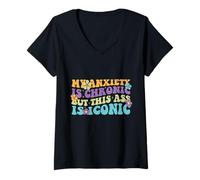 Mujer Mi ansiedad es crónica pero este culo es icónico Camiseta Cuello V