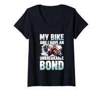 Mujer Mi bicicleta y yo tenemos un vínculo irrompible Camiseta Cuello V