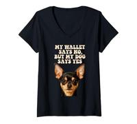 Mujer Mi billetera dice que no hay amante de los perros chihuahua, divertido propietario de un cachorro Camiseta Cuello V