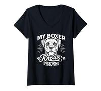 Mujer Mi Boxeador Conoce a Todos Camiseta Cuello V
