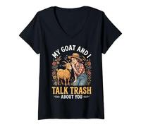 Mujer Mi Cabra y yo hablamos Basura de ti Camiseta Cuello V
