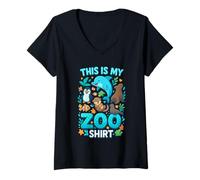 Mujer Mi camiseta del zoo - Aventura salvaje en la sabana Camiseta Cuello V