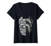 Mujer Mi Cane Corso es inofensivo y Divertido dueño de Perro Camiseta Cuello V
