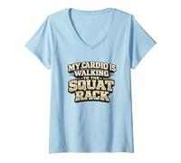 Mujer Mi Cardio está Caminando hacia el Estante de Sentadillas Camiseta Cuello V
