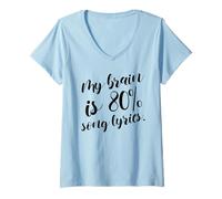 Mujer Mi Cerebro es 80% Letras de Canciones (Music Love Statement) Camiseta Cuello V