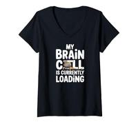 Mujer Mi Cerebro está Cargando Humor Lagarto Camiseta Cuello V